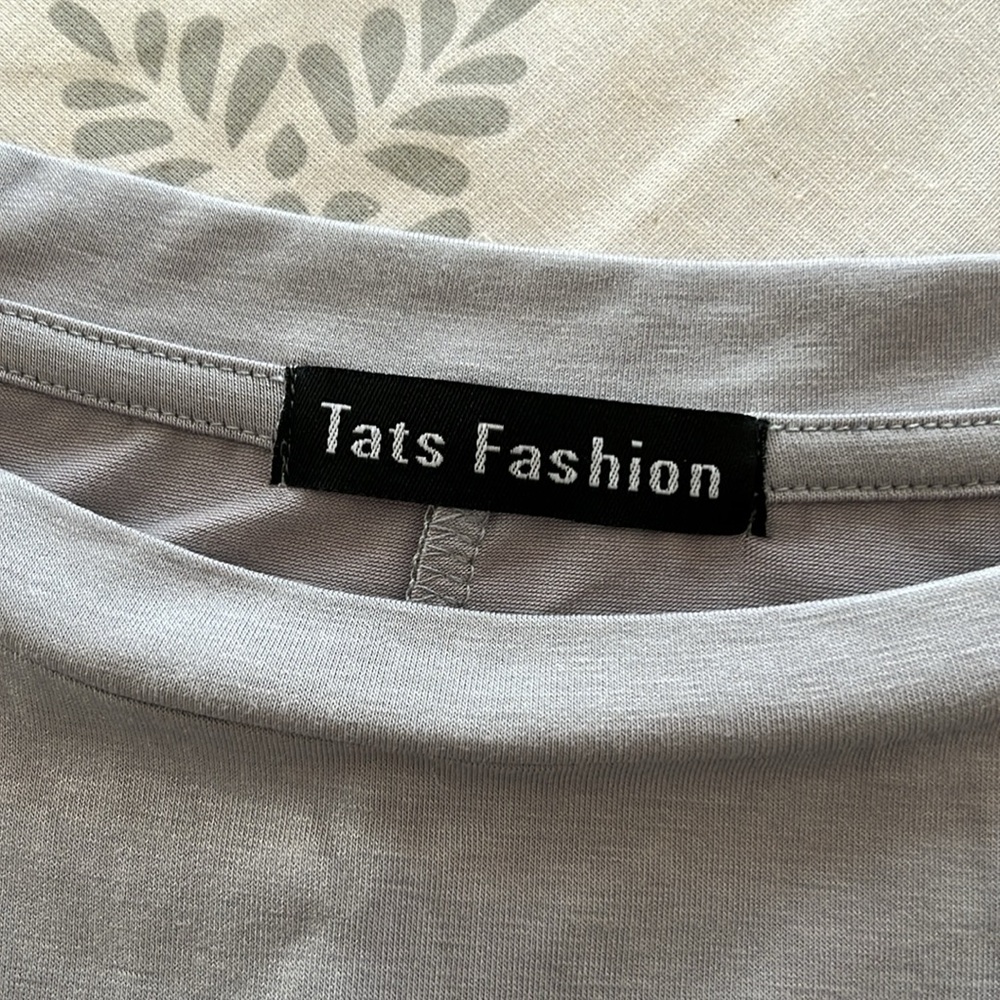 Gray Oversized T-Shirt Dress with Pockets - Picture 3 of 6